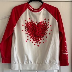 Red and White Heart Long Sleeve Tee